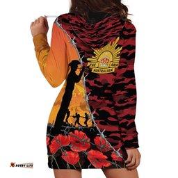 ANZAC Lest We Forget Hoodie Dress Australian Army Poppy Tribute LT15