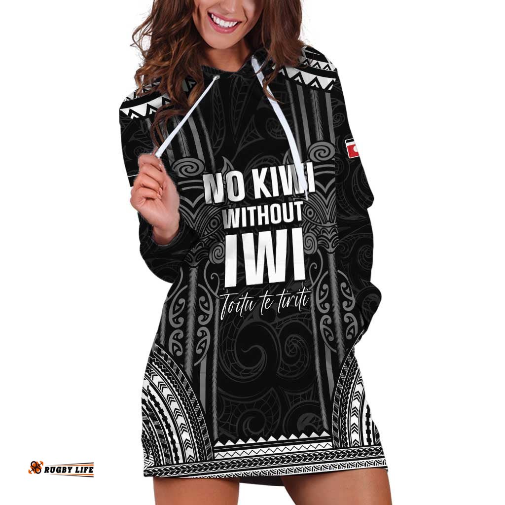 Aotearoa Toitu Te Tiriti Hoodie Dress No Kiwi Without Iwi LT05