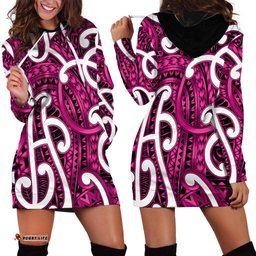Aotearoa Maori Kowhaiwhai Hoodie Dress Mawhero Puhoro and Patiki LT9