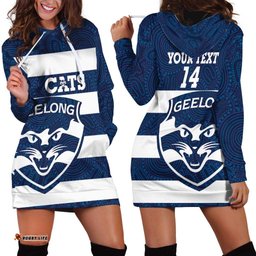 AFL Cats Football Custom Hoodie Dress Geelong Proud Indigenous Art LT14