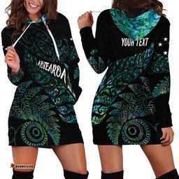 Aotearoa Personalized Lawn Bowls Maori Hoodie Dress New Zealand Paua Shell Tribal Silver Fern LT7
