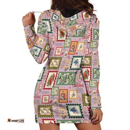 Aussie Birds Christmas La La Land Hoodie Dress Pink Vintage Stamp Edition LT9