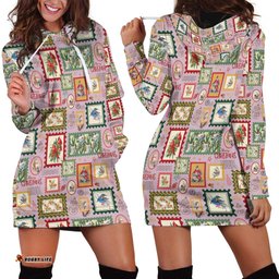 Aussie Birds Christmas La La Land Hoodie Dress Pink Vintage Stamp Edition LT9