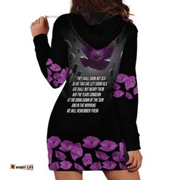 ANZAC Day Remembrance Hoodie Dress Purple Poppy We Will Remember Them LT9