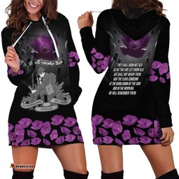 ANZAC Day Remembrance Hoodie Dress Purple Poppy We Will Remember Them LT9