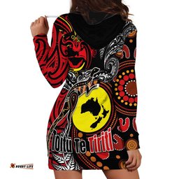 Aotearoa and Australia Toitu Te Tiriti Hoodie Dress Honour the Treaty - Stand Together Stand Stronger LT03