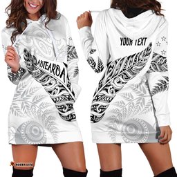 Aotearoa Personalized Lawn Bowls Maori Hoodie Dress New Zealand White Tribal Silver Fern LT7