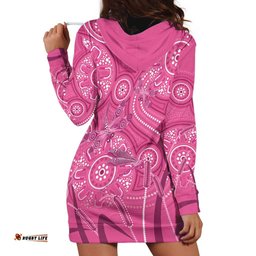 Australia Indigenous Pink Month Hoodie Dress Breast Cancer Aboriginal Dragonflies Ribbon LT14
