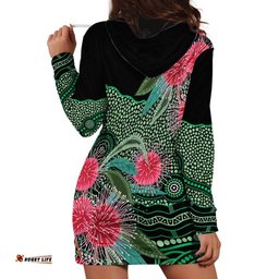 Australia Hakea Hoodie Dress Aussie Native Flowers Indigenous Art LT14