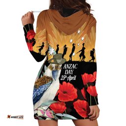 Australia Kookaburra ANZAC Day Hoodie Dress Rising Sun 25th April Poppy Eucalyptus Blossoms LT14