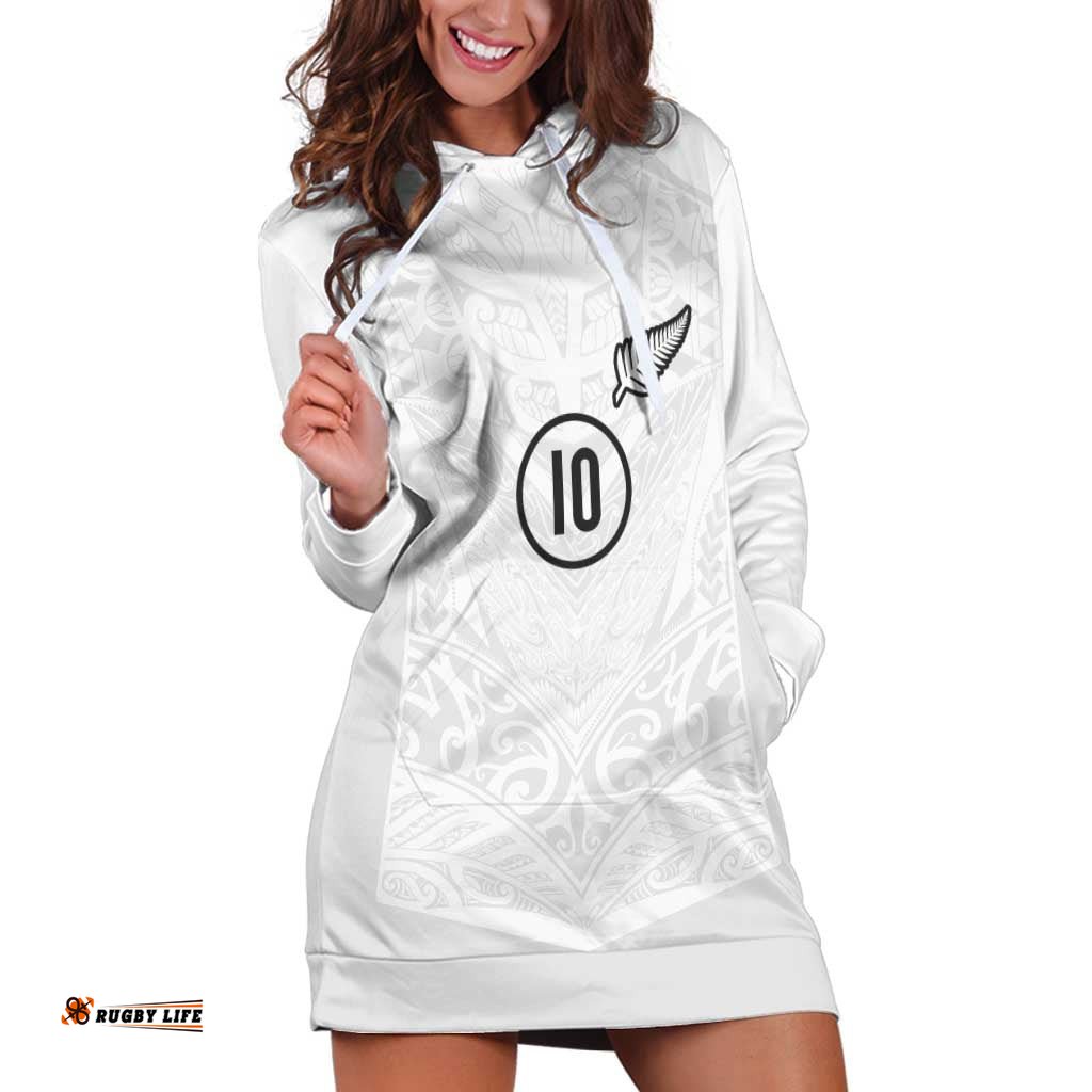 Custom New Zealand Football Hoodie Dress The Whites-Sporty T90 Style LT03
