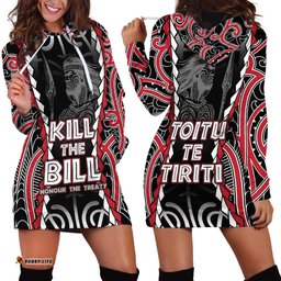 Aotearoa Waitangi Day Hoodie Dress Maori Warrior Tribal Tattoo LT05