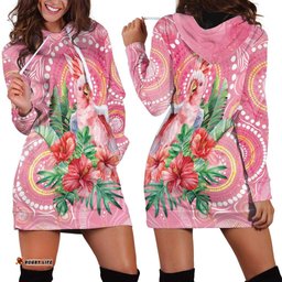 Breast Cancer Pink Cockatoo Hoodie Dress Australia Indigenous Watercolor Glaze LT7