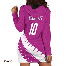 Custom New Zealand Cricket Hoodie Dress Kiwi Birds Haka Dance Pink Fern Sporty Style LT03