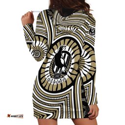 Collingwood Football Club Hoodie Dress Indigenous Monochrome Dot Art Mascot Style TS04