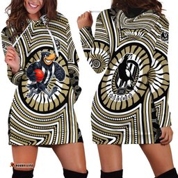 Collingwood Football Club Hoodie Dress Indigenous Monochrome Dot Art Mascot Style TS04