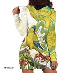 Australia Rock Parrot Hoodie Dress Kangaroo Paws Indigenous Art LT14