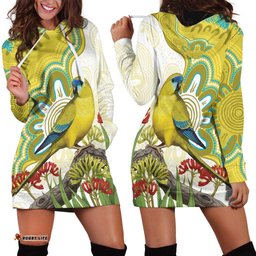 Australia Rock Parrot Hoodie Dress Kangaroo Paws Indigenous Art LT14