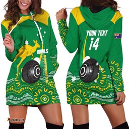 Custom Bowls Australia Hoodie Dress Aussie Kangaroo Aboriginal Art LT14