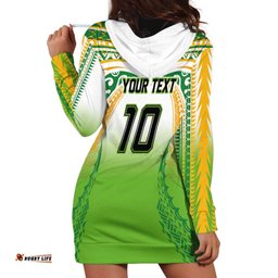 Custom Cook Islands Rugby League Hoodie Dress Avaiki Tatau Tribal Motifs White Color LT03