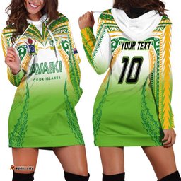 Custom Cook Islands Rugby League Hoodie Dress Avaiki Tatau Tribal Motifs White Color LT03