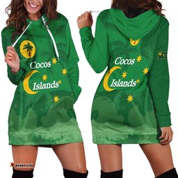 Australia Cocos Keeling Islands Hoodie Dress Southern Cross Palm Tree Pattern LT14