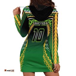 Custom Cook Islands Rugby League Hoodie Dress Avaiki Tatau Tribal Motifs Black Color LT03