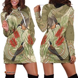 Australia Eastern Spinebill Hoodie Dress Aussie Honeyeater Bottlebrush Indigenous Art LT14