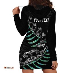 Custom New Zealand Silver Fern Rugby Hoodie Dress Aotearoa Kiwi Maori Pattern LT14