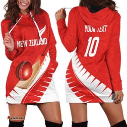 Custom New Zealand Cricket Hoodie Dress Kiwi Birds Haka Dance Red Fern Sporty Style LT03