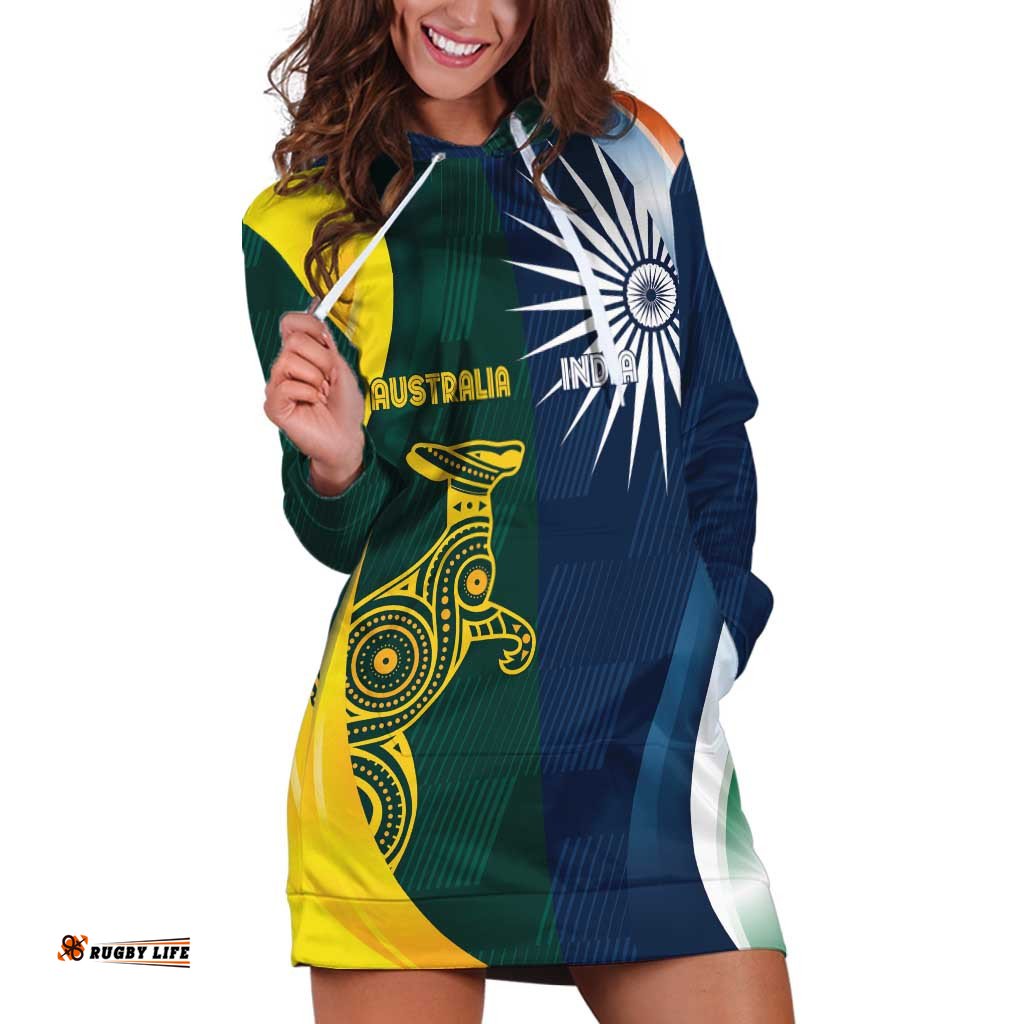 Custom India and Australia Cricket Hoodie Dress Special Half-Half Mix LT7