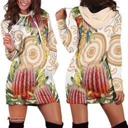 Australia Banksia Hoodie Dress Aussie Native Flowers Indigenous Art LT14