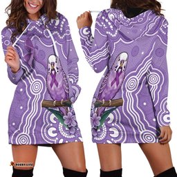 Australia Epilepsy Awareness Hoodie Dress Purple Budgerigar Plumeria Aboriginal LT14