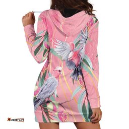 Australia Breast Cancer Awareness Hoodie Dress Pink Galah with Eucalyptus Flowers LT7
