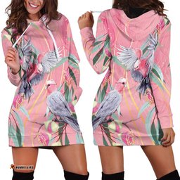 Australia Breast Cancer Awareness Hoodie Dress Pink Galah with Eucalyptus Flowers LT7