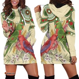 Australia Moluccan Eclectus Hoodie Dress Australian Native Flowers Indigenous Art LT14