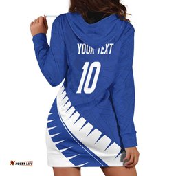 Custom New Zealand Cricket Hoodie Dress Kiwi Birds Haka Dance Blue Fern Sporty Style LT03