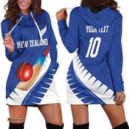 Custom New Zealand Cricket Hoodie Dress Kiwi Birds Haka Dance Blue Fern Sporty Style LT03