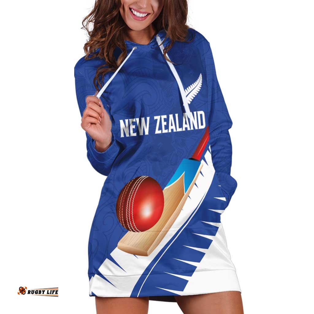 Custom New Zealand Cricket Hoodie Dress Kiwi Birds Haka Dance Blue Fern Sporty Style LT03