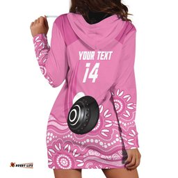 Custom Bowls Australia Breast Cancer Hoodie Dress Pink Ribbon Kangaroo Aboriginal Art LT14