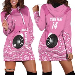 Custom Bowls Australia Breast Cancer Hoodie Dress Pink Ribbon Kangaroo Aboriginal Art LT14