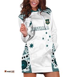 Custom Australia Rugby 2026 Hoodie Dress Go Wallabies Aboriginal Pattern White Version LT05