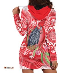 Australia Gang-gang Cockatoo Christmas Hoodie Dress Eucalyptus Blossoms Aboriginal Merry Xmas LT14