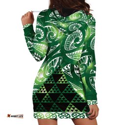 Matariki New Zealand Hoodie Dress NZ Niho Taniwha Maori New Year Green Galaxy LT14