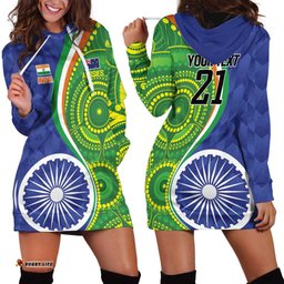 India Vs Australian Cricket Custom Hoodie Dress Ashoka Chakra and Aboriginal Together LT9