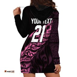 New Zealand Lawn Bowls Custom Hoodie Dress Pink Maori Warrior Tribal Silver Fern LT9