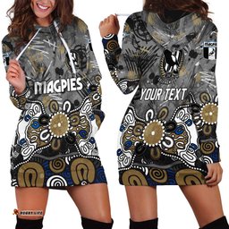 Personalized Collingwood Magpies Hoodie Dress Aboriginal Dot Painting Graffiti Style TS04