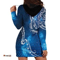 Matariki Galaxy Hoodie Dress New Zealand Map Maori Pattern LT9