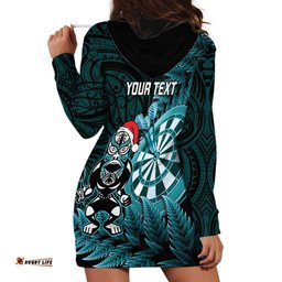 Personalised New Zealand Darts Christmas Hoodie Dress Maori Fern Merry Dartsmas LT14