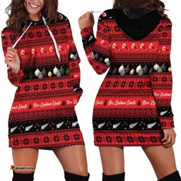 New Zealand Darts Christmas Hoodie Dress Merry Xmas Aotearoa Maori Red LT14